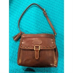 Patricia Nash Rich Brown Leather Shoulder Bag